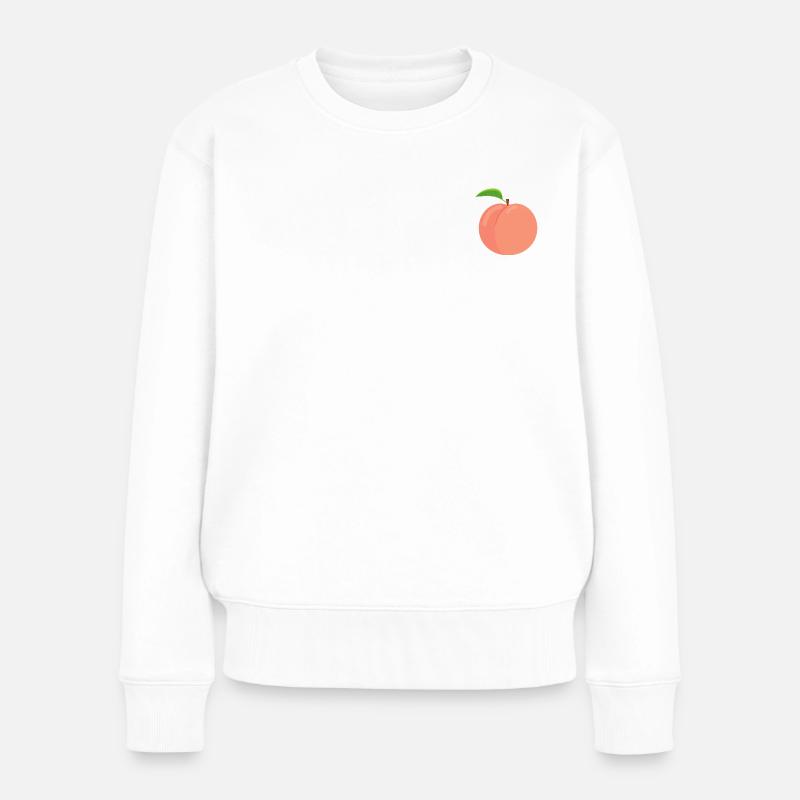 Pfirsich - Frauen Premium Bio Pullover - Weiß