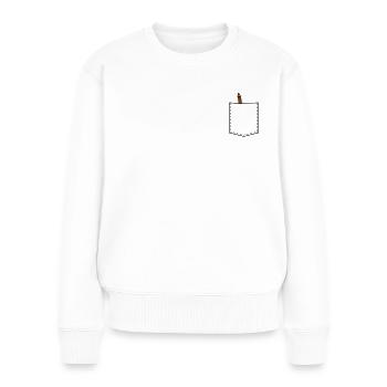 Brusttasche mit Bleistift - Frauen Premium Bio Pullover - Weiß - Vorne - Julia (174cm)