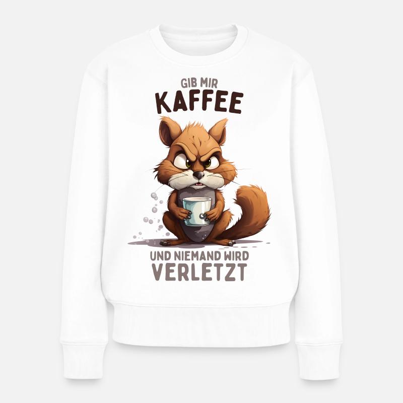 Wütendes Eichhörnchen mit Kaffee - Frauen Premium Bio Pullover - Weiß