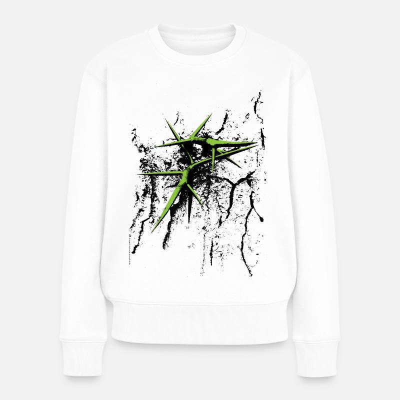 grüne Dornen Garten Stacheln Spikes green peaks - Frauen Premium Bio Pullover - Weiß