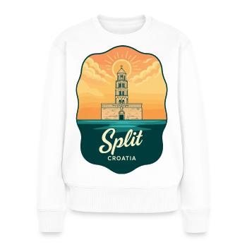 Geteiltes Diokletians Palac Vintage-Reiseabzeichen - Frauen Premium Bio Pullover - Weiß - Vorne - Julia (174cm)