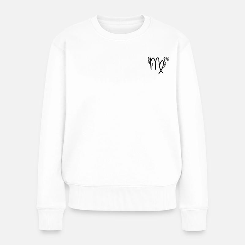 Florales minimalirisches Sternzeichen Jungfrau - Frauen Premium Bio Pullover - Weiß