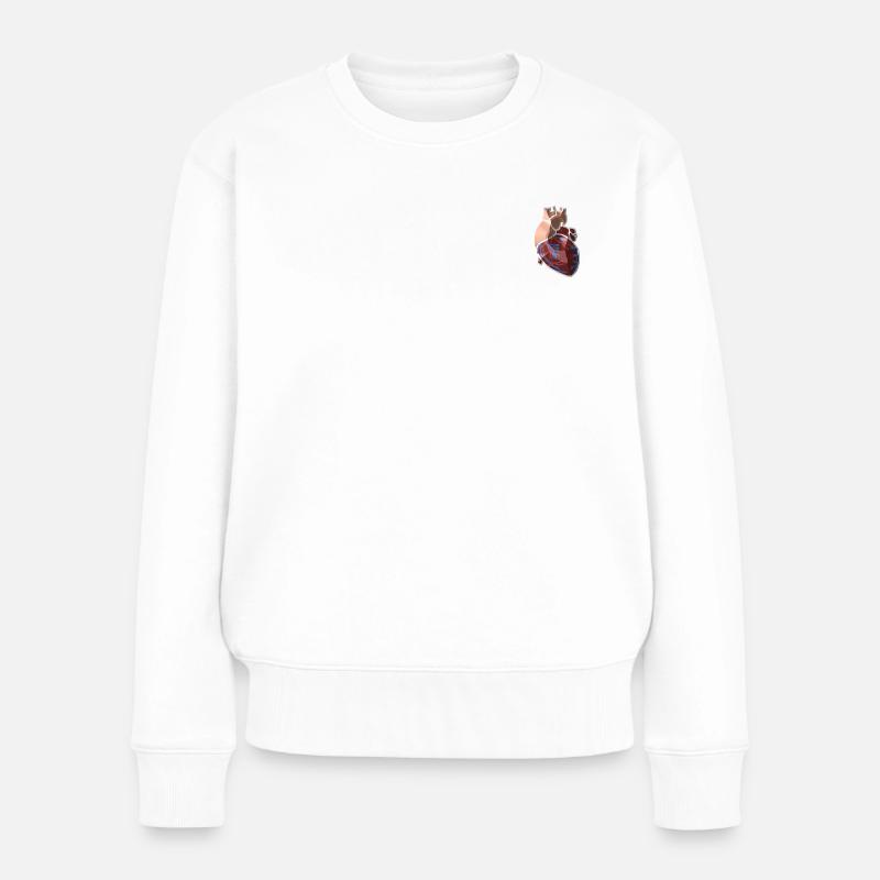 Herz Anatomie - Frauen Premium Bio Pullover - Weiß