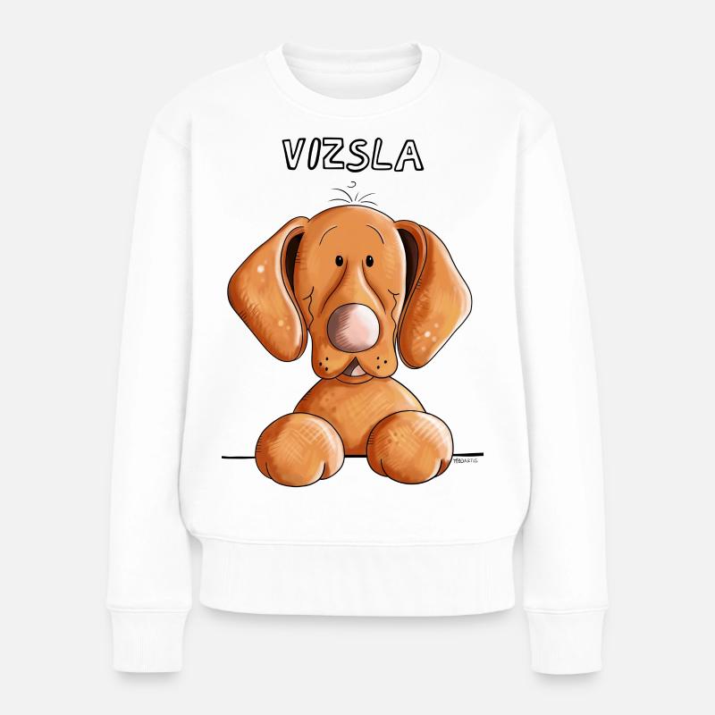 Neugieriger Vizsla - Frauen Premium Bio Pullover - Weiß