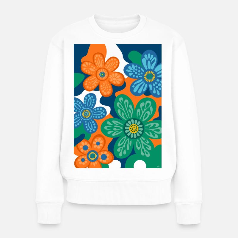 Vintage-Blumen - Frauen Premium Bio Pullover - Weiß