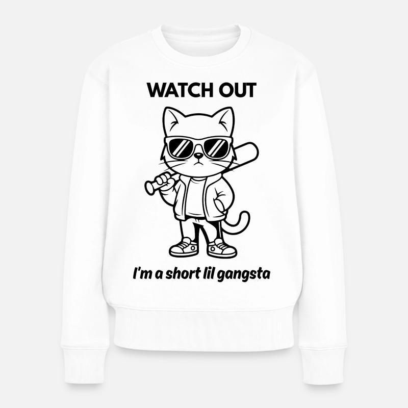 Sigura Design Coole Katze - Frauen Premium Bio Pullover - Weiß