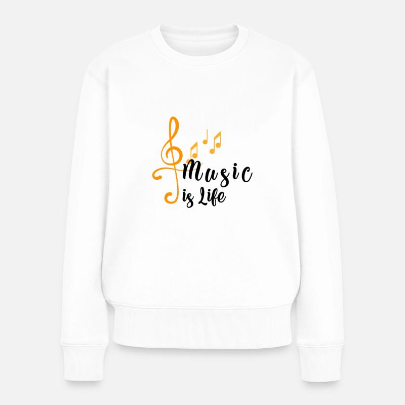 Music is Life - Frauen Premium Bio Pullover - Weiß