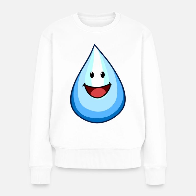 Wasser Wassertropfen Tropfen Regentropfen Regen - Frauen Premium Bio Pullover - Weiß