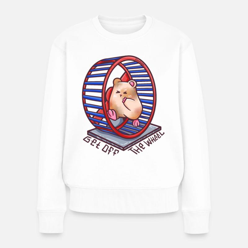 Métaphore de roue de hamster roue courante - Pull Premium bio Femme - blanc