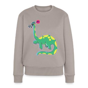 Dinosaure est de mauvaise humeur - Pull Premium bio Femme - taupe - Devant - Julia (174cm)