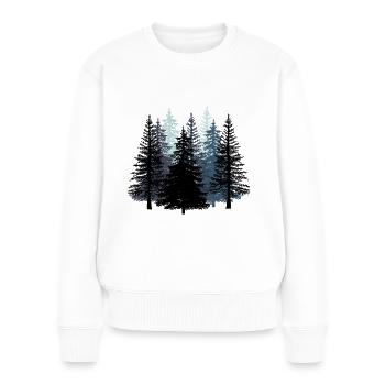 Wald Schwarz weiß Wildnis Natur Tannen Tanne - Frauen Premium Bio Pullover - Weiß - Vorne - Julia (174cm)