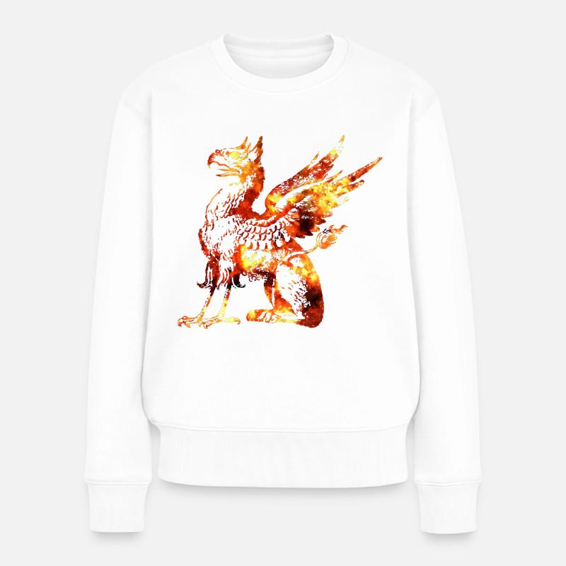 Drache - Frauen Premium Bio Pullover - Weiß