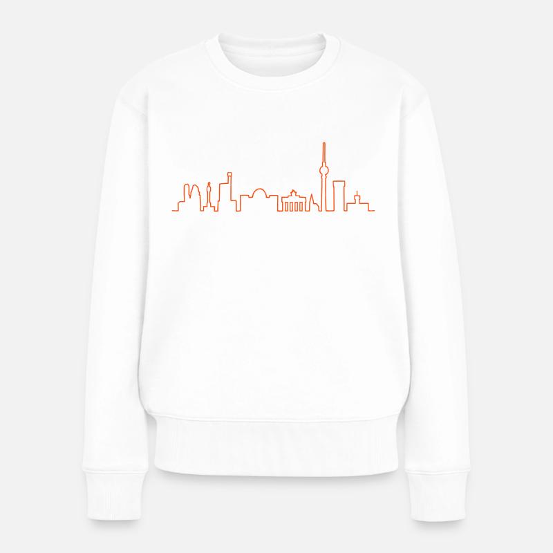 Skyline Berlin - Frauen Premium Bio Pullover - Weiß