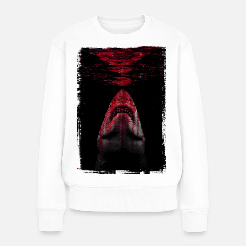 Der Hai - Frauen Premium Bio Pullover - Weiß