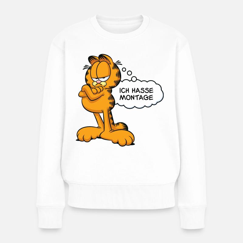 Garfield Ich Hasse Montage - Frauen Premium Bio Pullover - Weiß