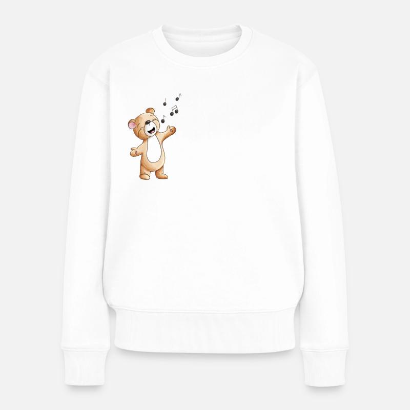 Musikbär - Frauen Premium Bio Pullover - Weiß