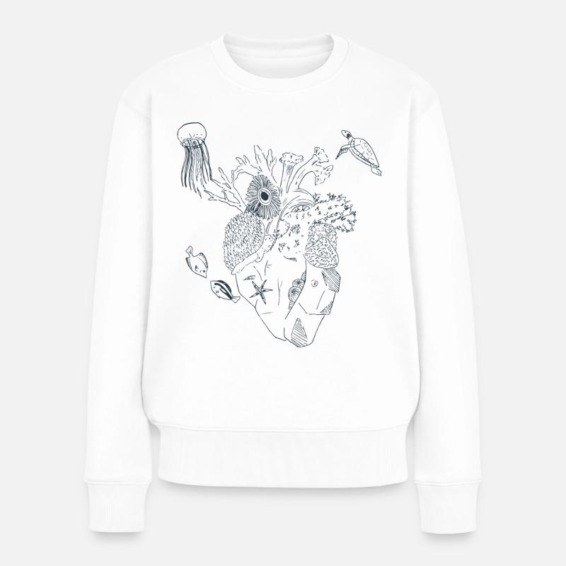 Herz der See (Lineart) - Frauen Premium Bio Pullover - Weiß