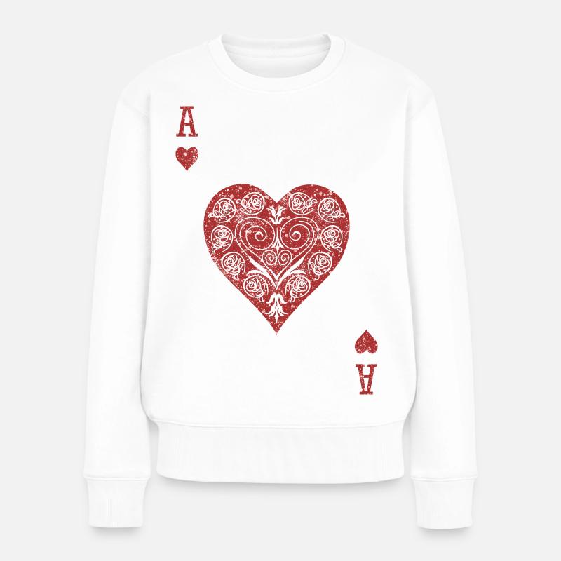 Herz-Ass ❤️ - Frauen Premium Bio Pullover - Weiß