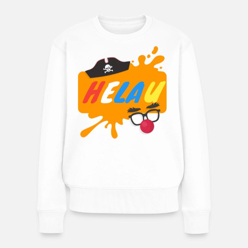 Helau Splash Karnevaldesign - Frauen Premium Bio Pullover - Weiß