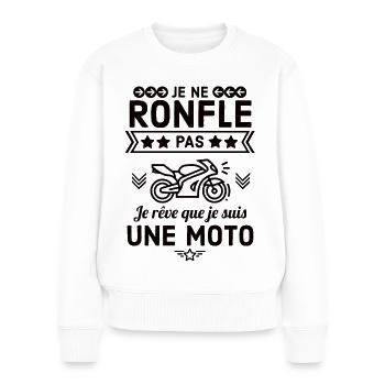 Humour moto motard - Pull Premium bio Femme - blanc - Devant - Julia (174cm)