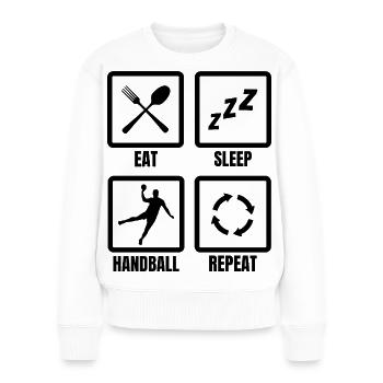 Calendrier du handball - Pull Premium bio Femme - blanc - Devant - Julia (174cm)