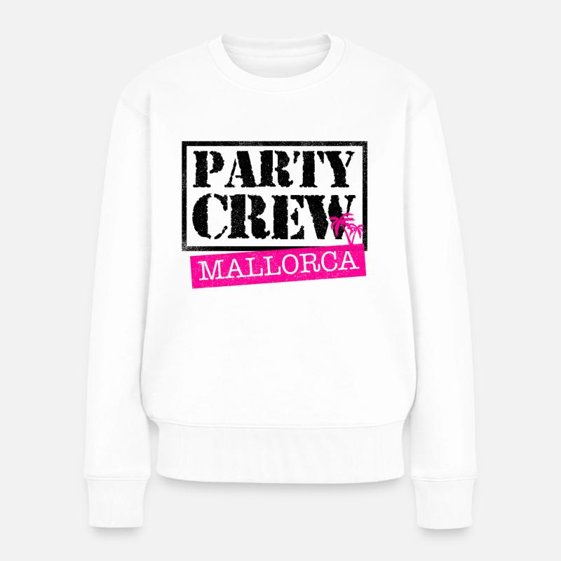 Party Crew Mallorca - Frauen Premium Bio Pullover - Weiß