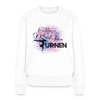Echte Mädchen Turnen - Frauen Premium Bio Pullover - Weiß - Vorne - Julia (174cm)