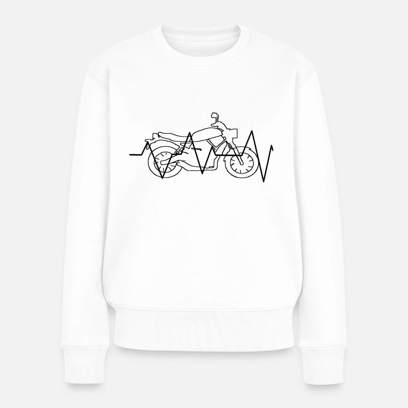 Motorrad Herzfrequenz Geschenk Geschenkidee - Frauen Premium Bio Pullover - Weiß