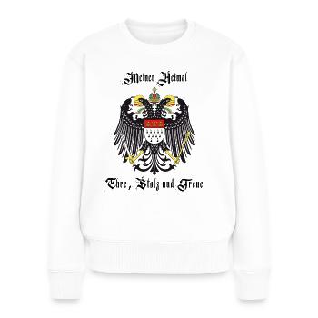 Köln - Meiner Heimat, Ehre, Stolz und Treue - Frauen Premium Bio Pullover - Weiß - Vorne - Julia (174cm)