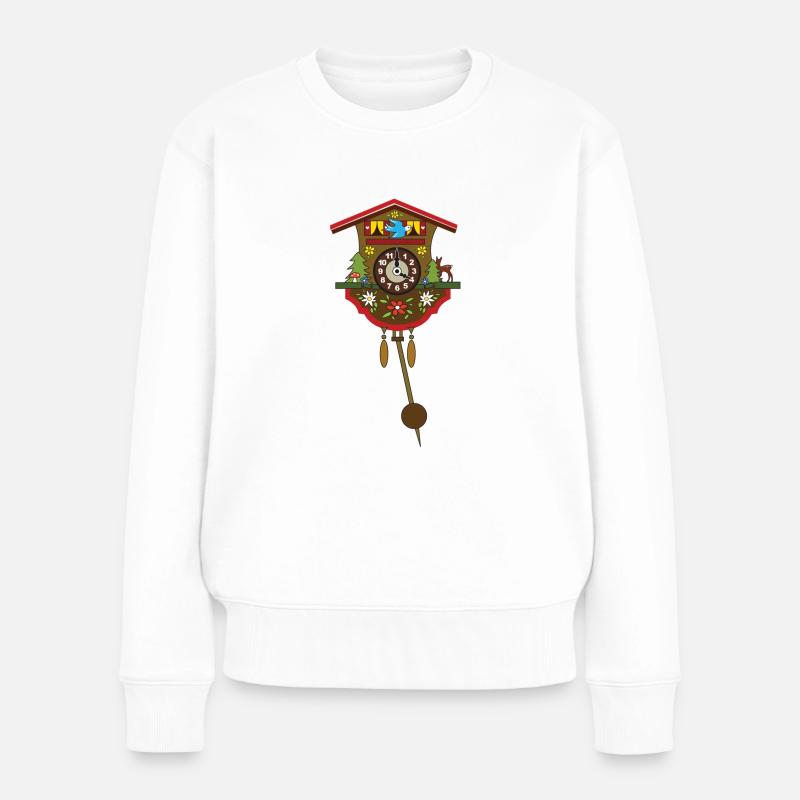 Kuckucksuhr - Frauen Premium Bio Pullover - Weiß