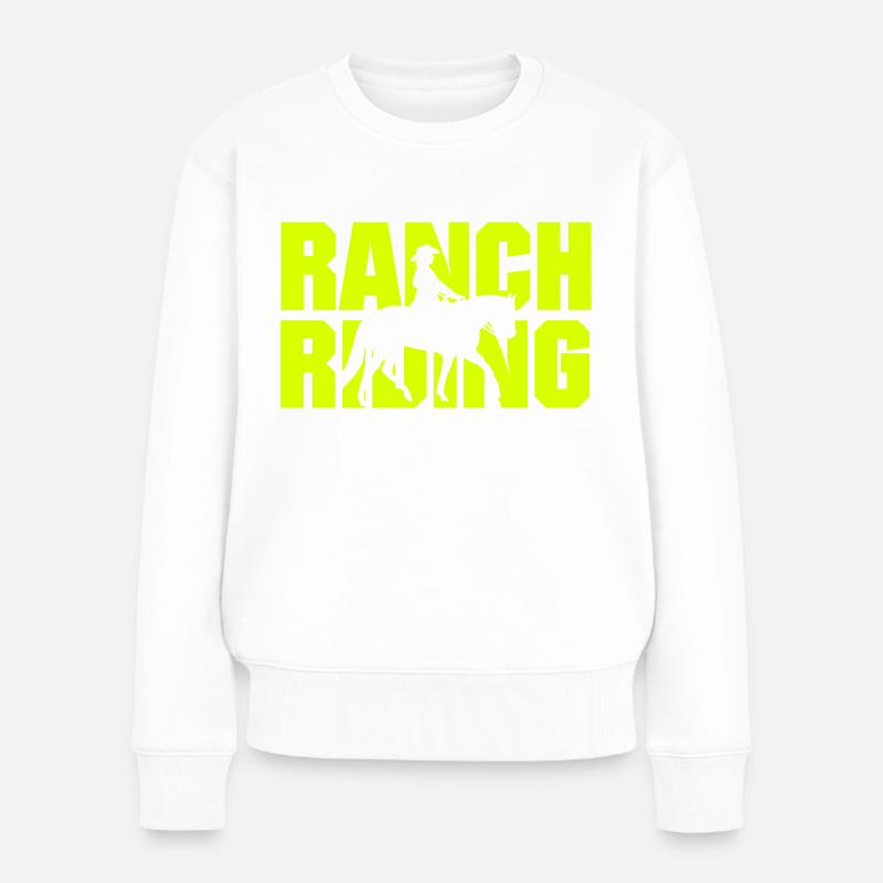 Ranch Riding Schriftzug Silhouette - Frauen Premium Bio Pullover - Weiß