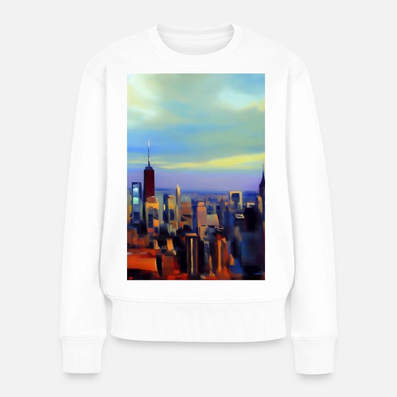 New York City Skyline - Frauen Premium Bio Pullover - Weiß