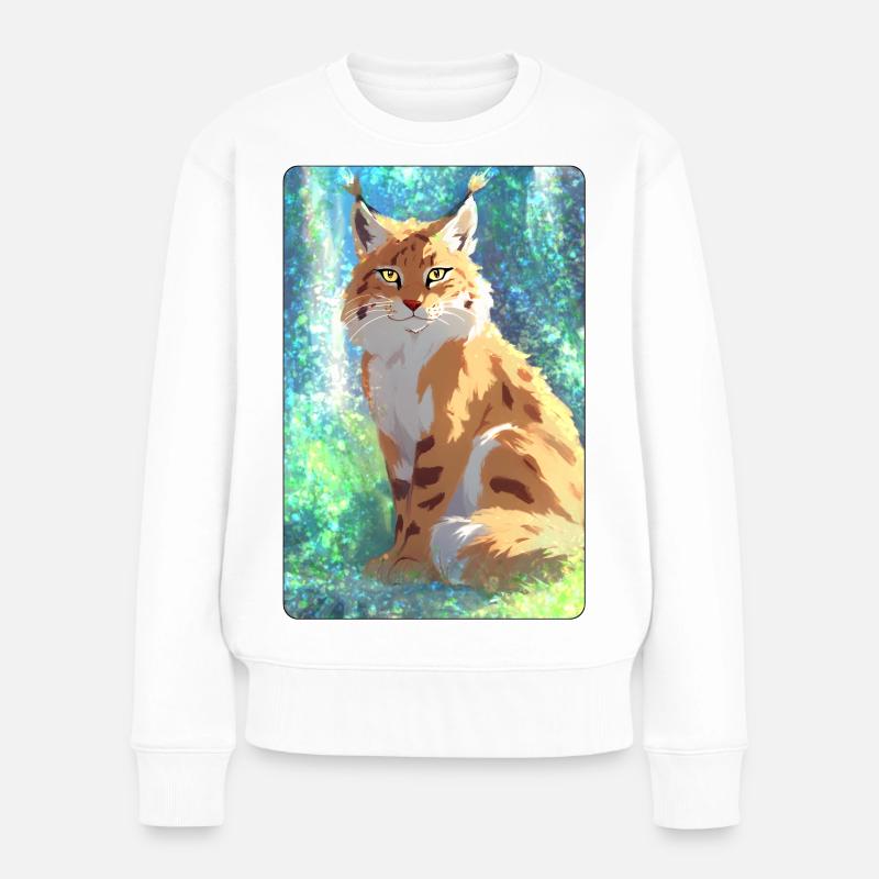 Luchs im Wald - Frauen Premium Bio Pullover - Weiß
