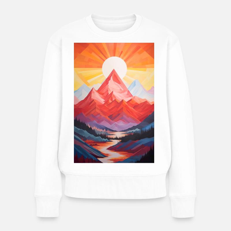 Berglandschaft mit Sonnenuntergang - Frauen Premium Bio Pullover - Weiß