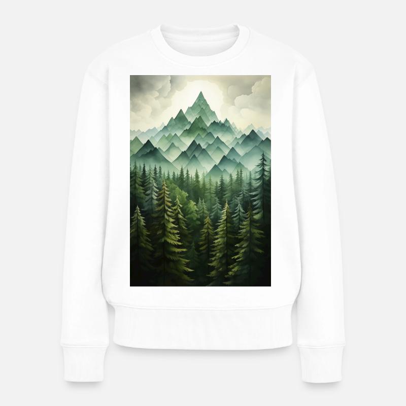 Paysage de Forêt - Pull Premium bio Femme - blanc