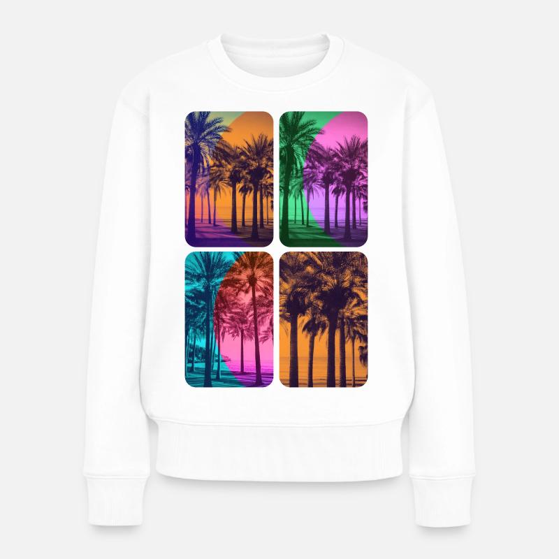 Beach Plamiers Sonnenuntergang Farben - Frauen Premium Bio Pullover - Weiß