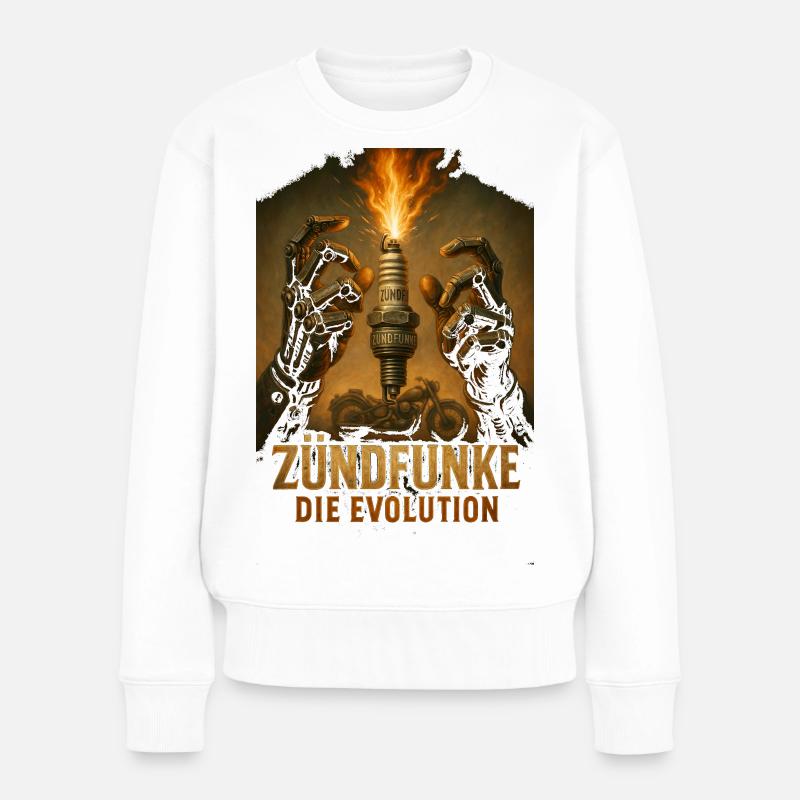 ZÜNDFUNKE – Die Evolution - Frauen Premium Bio Pullover - Weiß