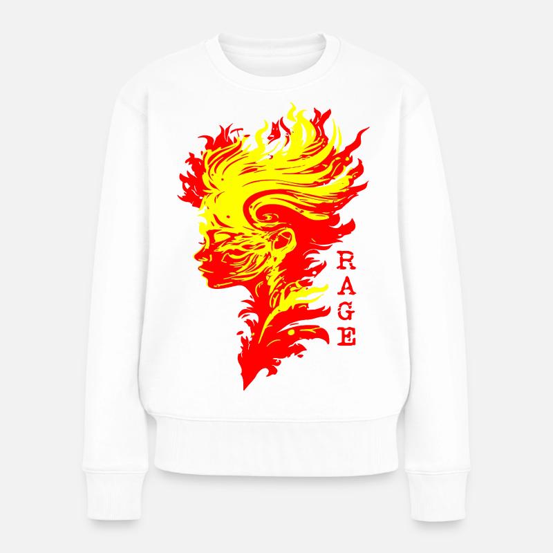 Flammende Wut - Frauen Premium Bio Pullover - Weiß