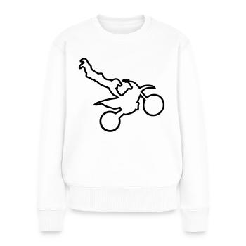 Motorrad Cross Freestyle Moto Trace - Frauen Premium Bio Pullover - Weiß - Vorne - Julia (174cm)