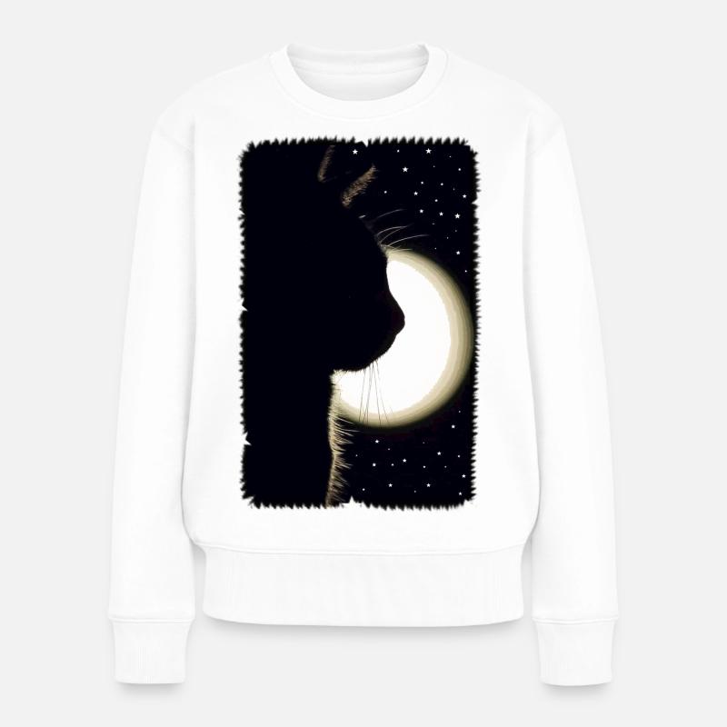 Mondkatze - Frauen Premium Bio Pullover - Weiß