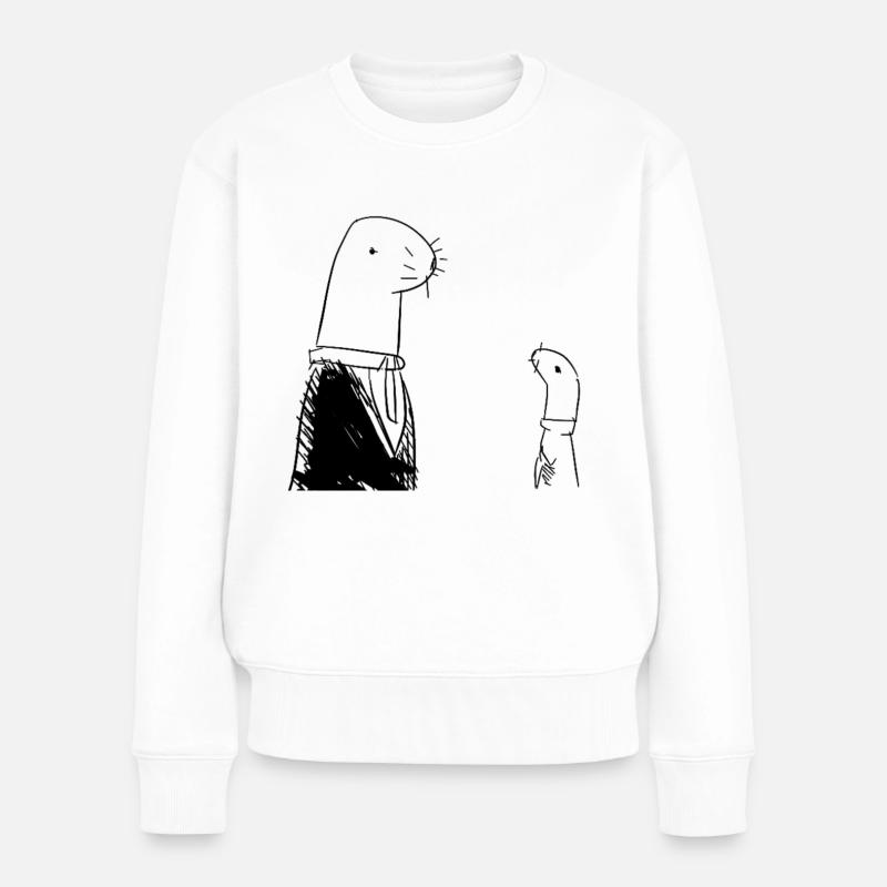 VATER UND SOHN - Frauen Premium Bio Pullover - Weiß