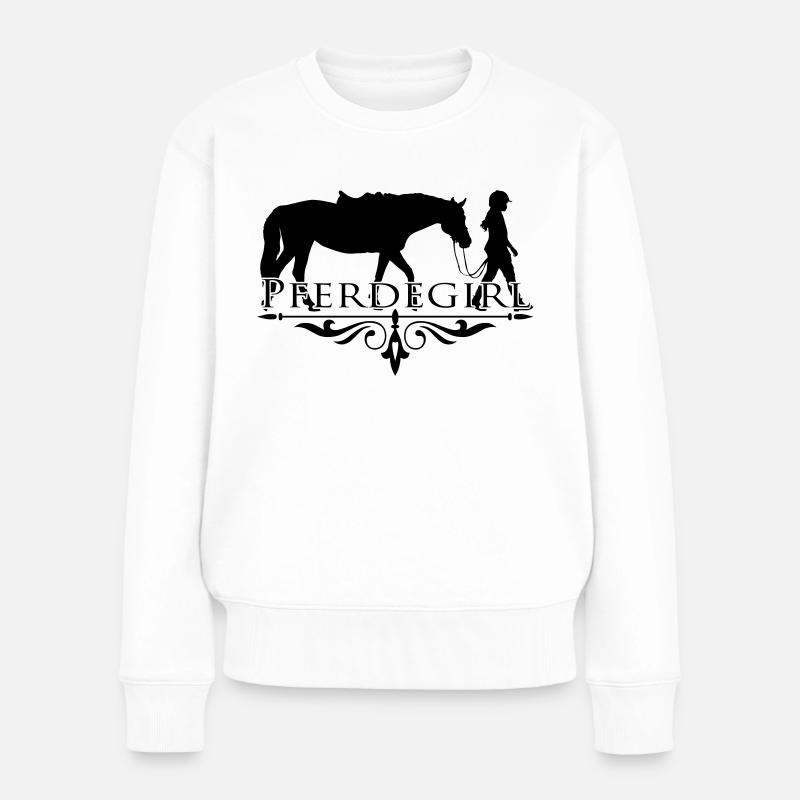 Pferdegirl Motiv 2 - Frauen Premium Bio Pullover - Weiß