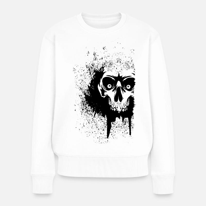 Schädel - Frauen Premium Bio Pullover - Weiß