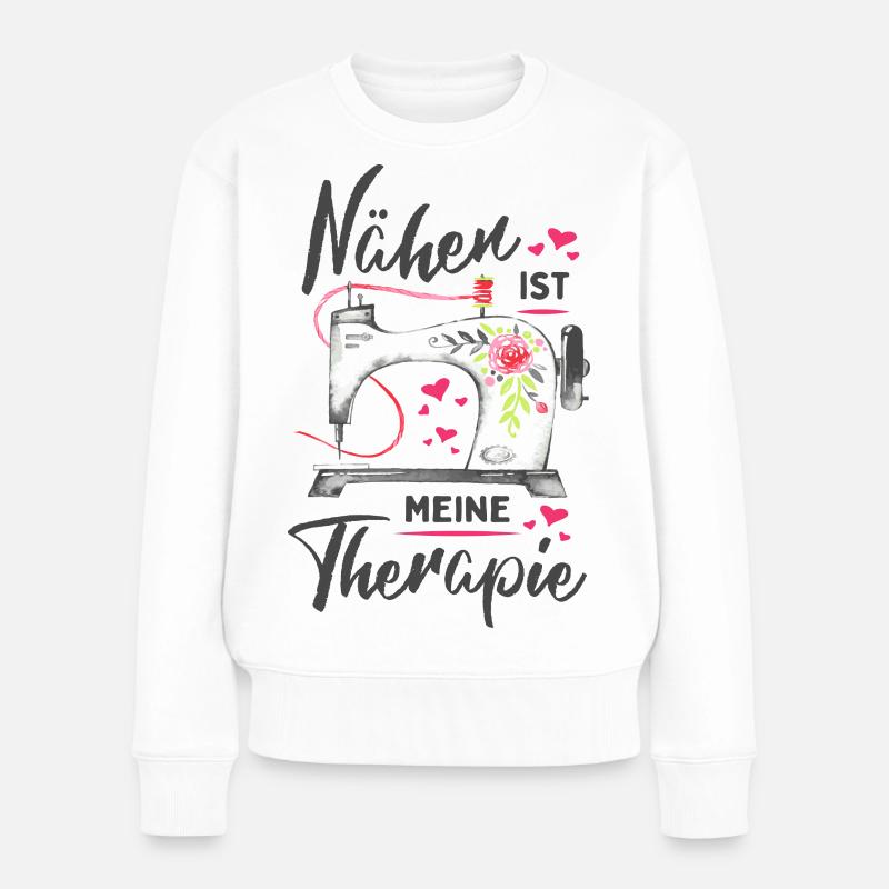 Nähen - Schneider - Therapie - Nähmaschine - Frauen Premium Bio Pullover - Weiß
