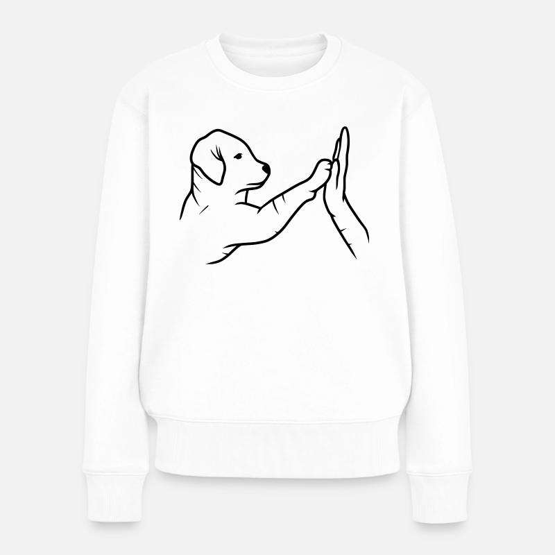 Gib Pfote Hund Hand - Frauen Premium Bio Pullover - Weiß