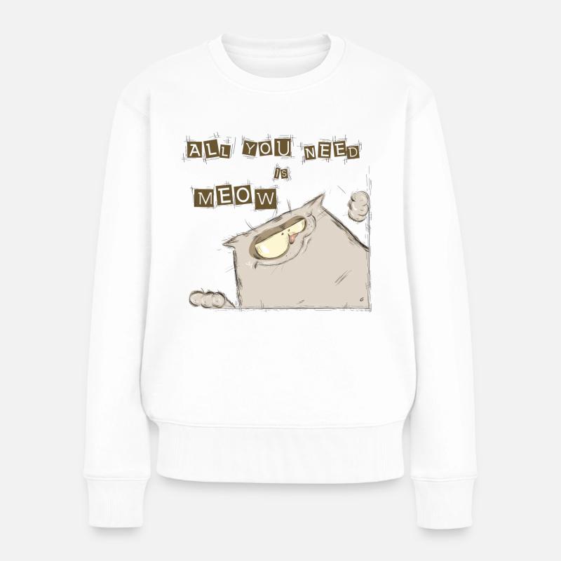 Lustige Katze - Frauen Premium Bio Pullover - Weiß