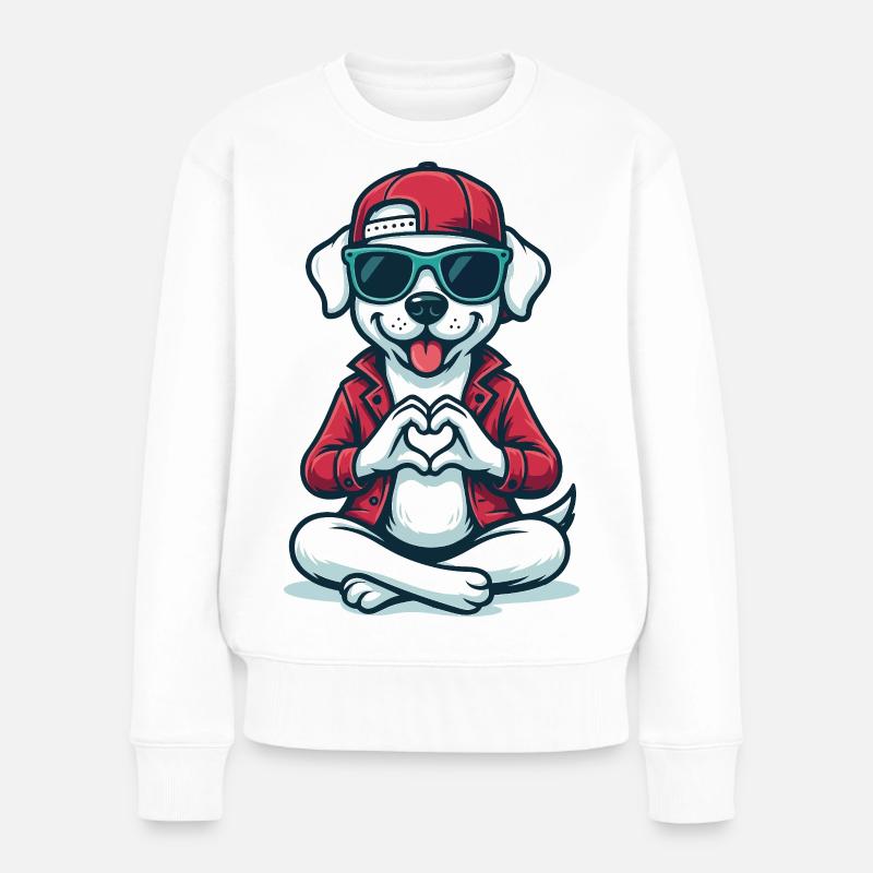 Love Dog Vibes - Frauen Premium Bio Pullover - Weiß