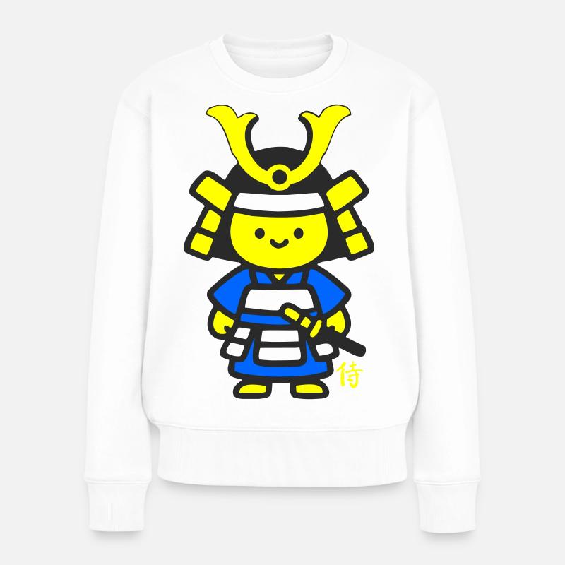 Kanji bleu samouraï kawaii - Pull Premium bio Femme - blanc