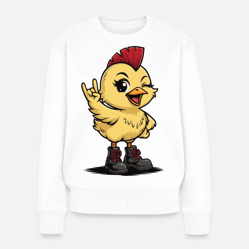 Punk Rock Chick avec des bottes - Pull Premium bio Femme - blanc