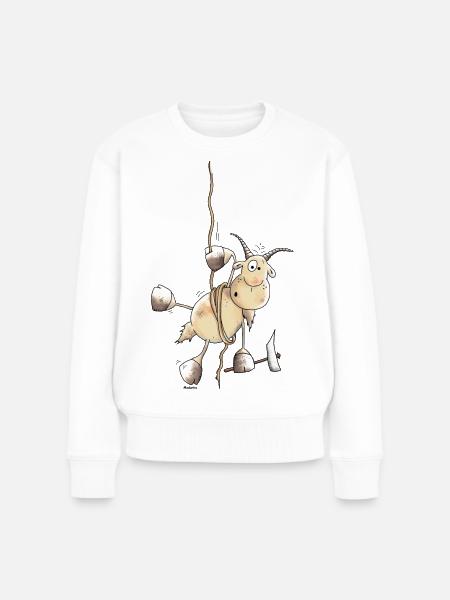 Abenteuerlustiger Steinbock - Bergsteiger - Frauen Premium Bio Pullover - Weiß